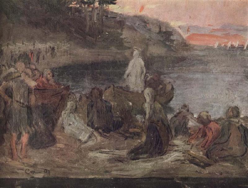 Gustaf Cederstrom kristus predikar for fiskarena France oil painting art